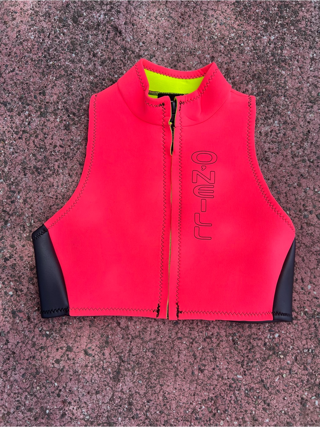 Vintage 80’s Women’s O'neill Neon Pink & Yellow Neoprene Wetsuit Top Surf Vest S